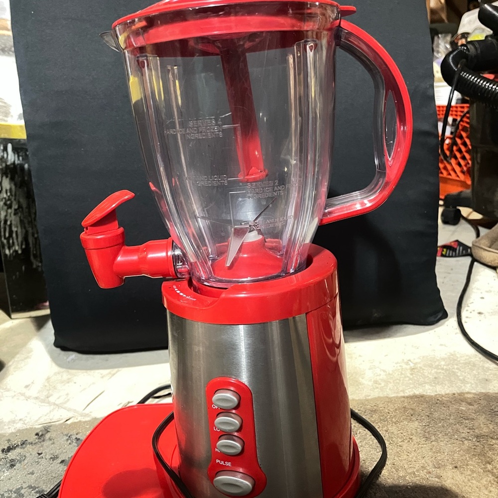 Red and Silver Blender with Dispenser